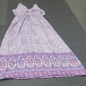Lucky Brand Floral Maxi Dress with Purple and Pink Accents Size L